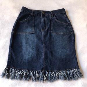 American Quality Denim Stretchy Blue Jean Skirt